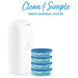 Angelcare Nappy Bin and 4 Refill Cassettes
