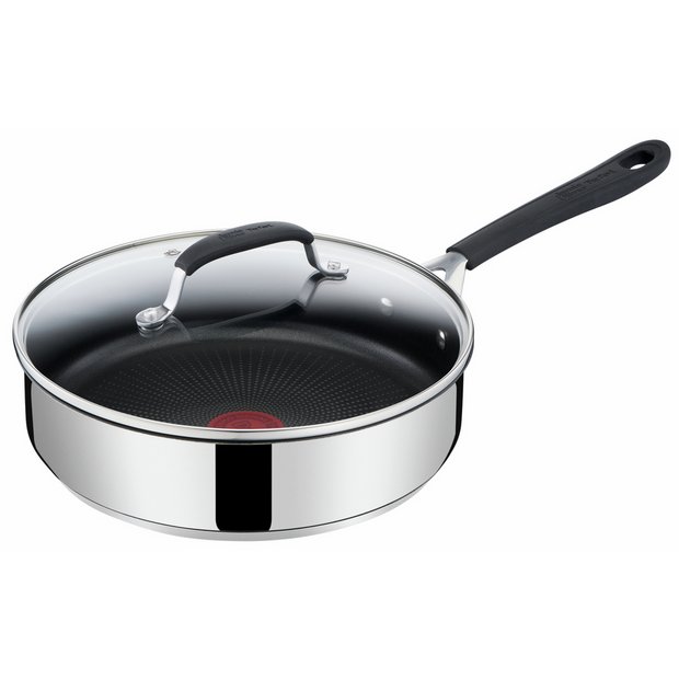 Tefal Ingenio Jamie Oliver Stainless Steel 3 Piece Pan Set + Glass Lid,  Handle