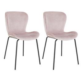 Habitat Etta Pair of Velvet Dining Chair - Pink