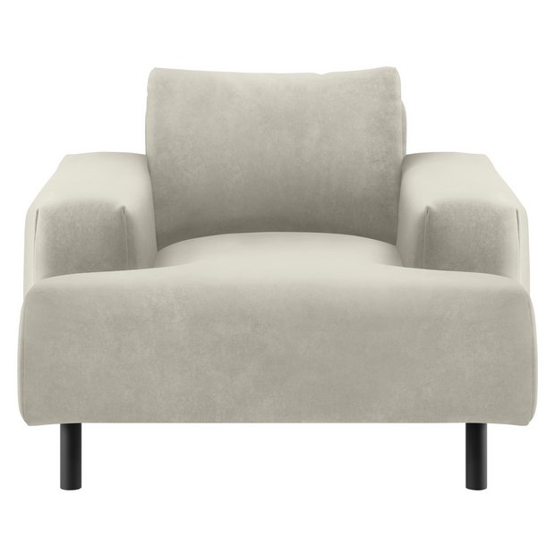 Buy Habitat Julien Velvet Armchair Natural Armchairs and