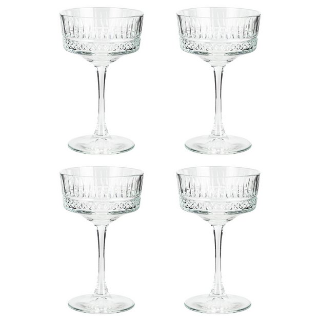 Buy Habitat Set Of 4 Pressed Champagne Coupe Glasses Glassware Habitat