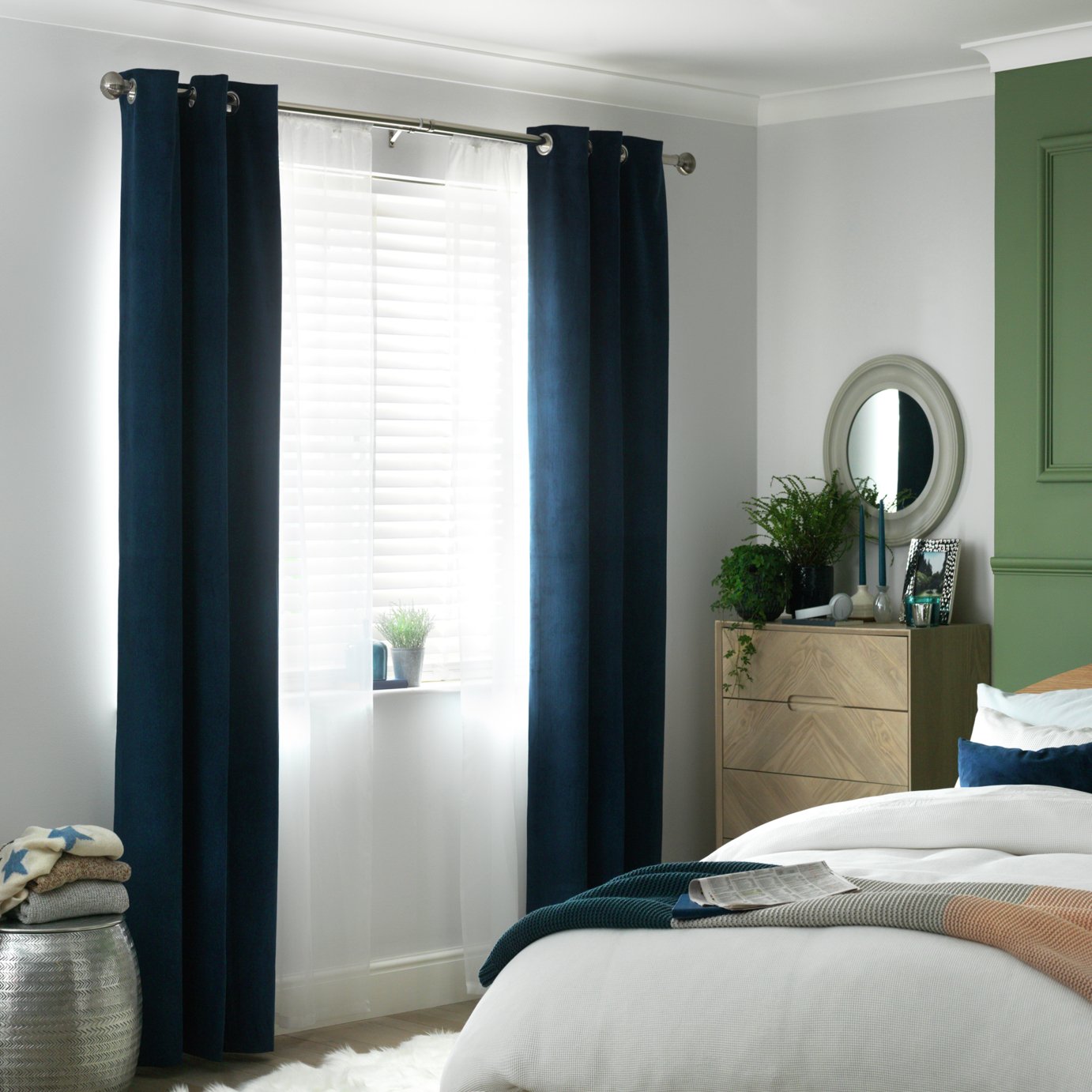 Habitat Cord Eyelet Curtains - Navy - 168x229cm