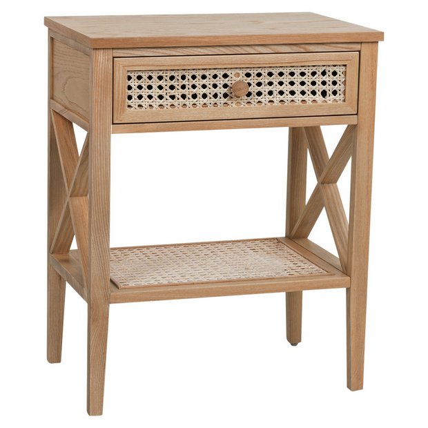 Buy Habitat Mornington Rattan 1 Drawer Bedside Table - Oak | Bedside tables | Argos