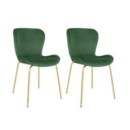 Habitat Etta Pair of Velvet Dining Chair - Green