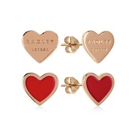 Radley Rose Gold Plated Red Enamel Heart Earring - Set of 2