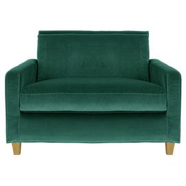 Habitat Chester Velvet Cuddle Chair-Light Feet-Emerald Green