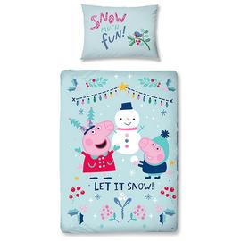 Peppa Pig Kids Snowman Christmas Bedding Set