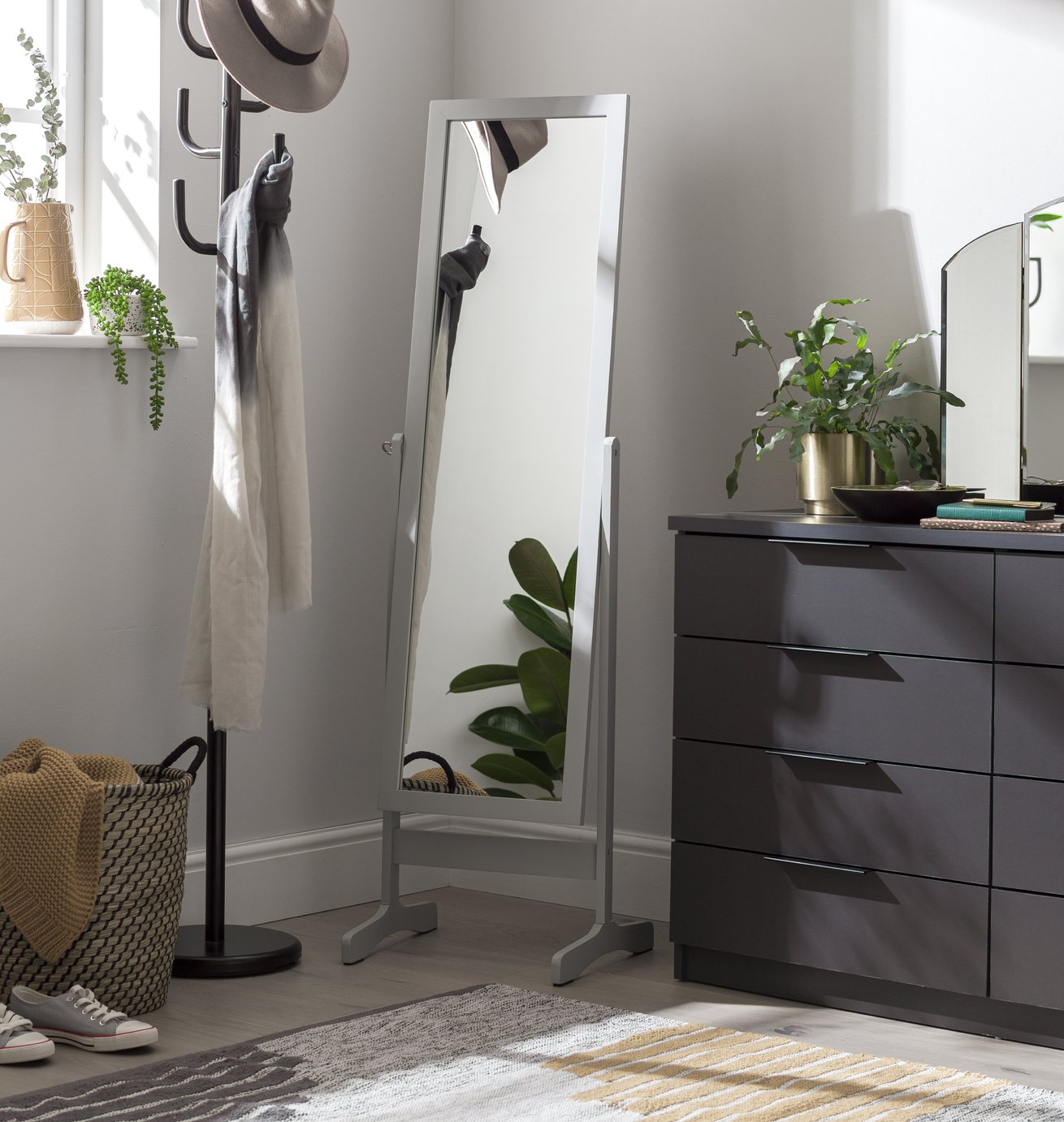 Argos Home Grey Free Standing Cheval Mirror - 146x41cm