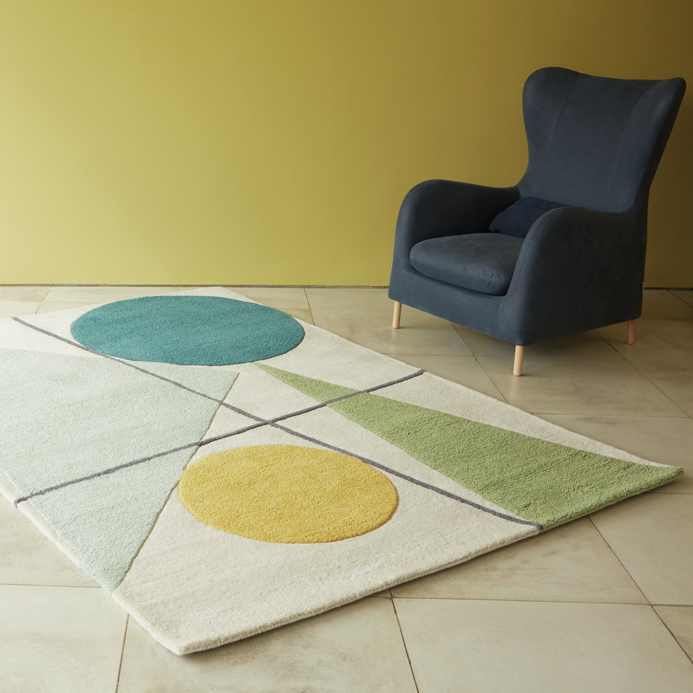 Habitat Forma Geometric Wool Flatweave Rug - 170x240cm