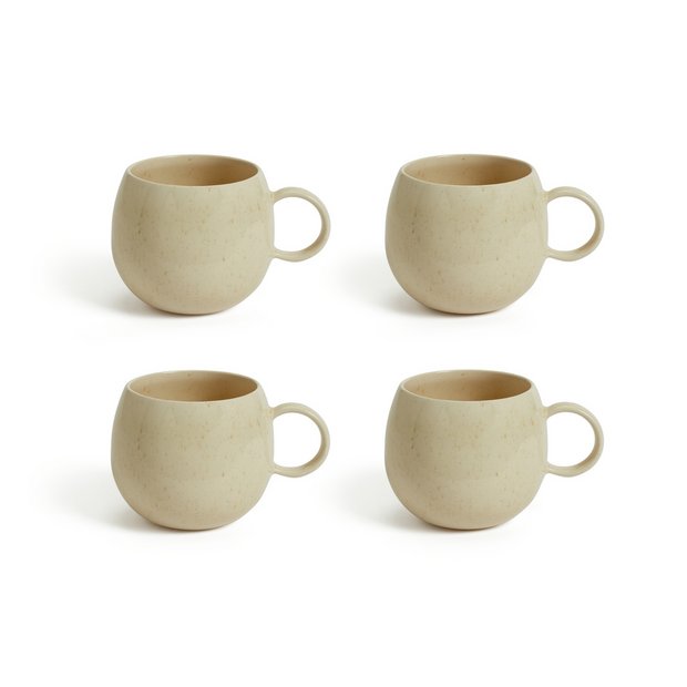 Buy Habitat Evora Set of 4 Stoneware Mugs - Natural | Mugs and cups | Habitat