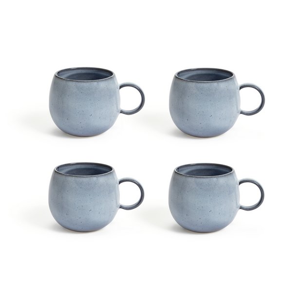 Buy Habitat Evora Set of 4 Stoneware Mugs - Blue | Mugs and cups | Habitat