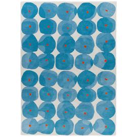 Habitat Tash Patterned Wool Cut Pile Rug - 170x240cm - Blue
