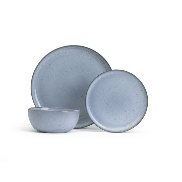 Buy Habitat Evora 12 Piece Stoneware Dinner Set Blue Dinnerware and dinner sets Argos