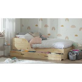 Habitat Rico Low Bed Frame with Drawer - Pine