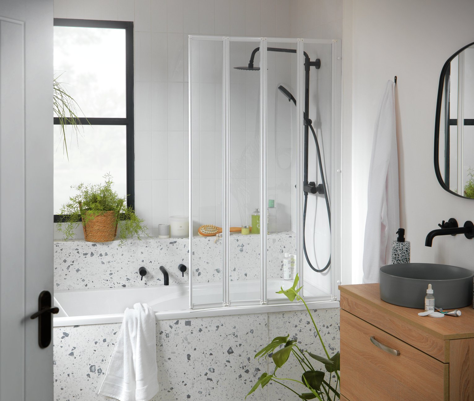 Argos Home 1400x840mm Folding Shower Screen - White