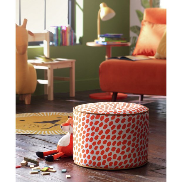 Orange Pouffe Footstool