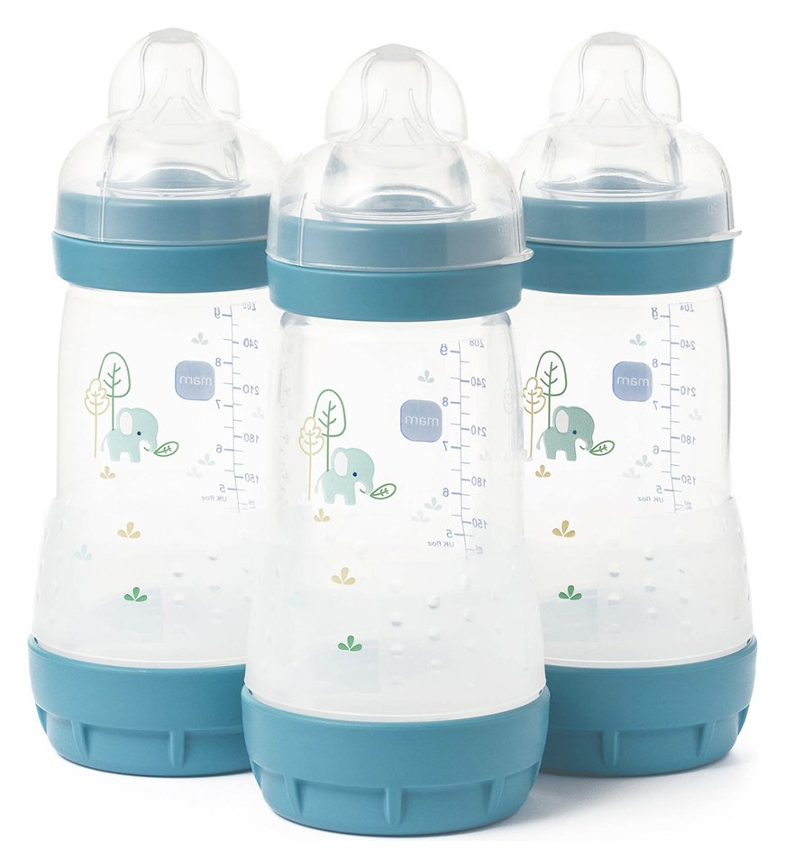 MAM Easy Start Anti-Colic 260ml Baby Bottle 3 Pack - Blue