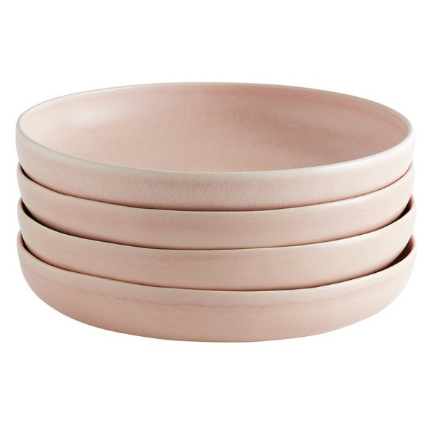 Buy Habitat Nona 4 Piece Stoneware Semi Matt Pasta Bowls - Pink | Bowls | Habitat