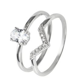 Revere 9ct Gold Cubic Zirconia Oval Bridal Ring Set