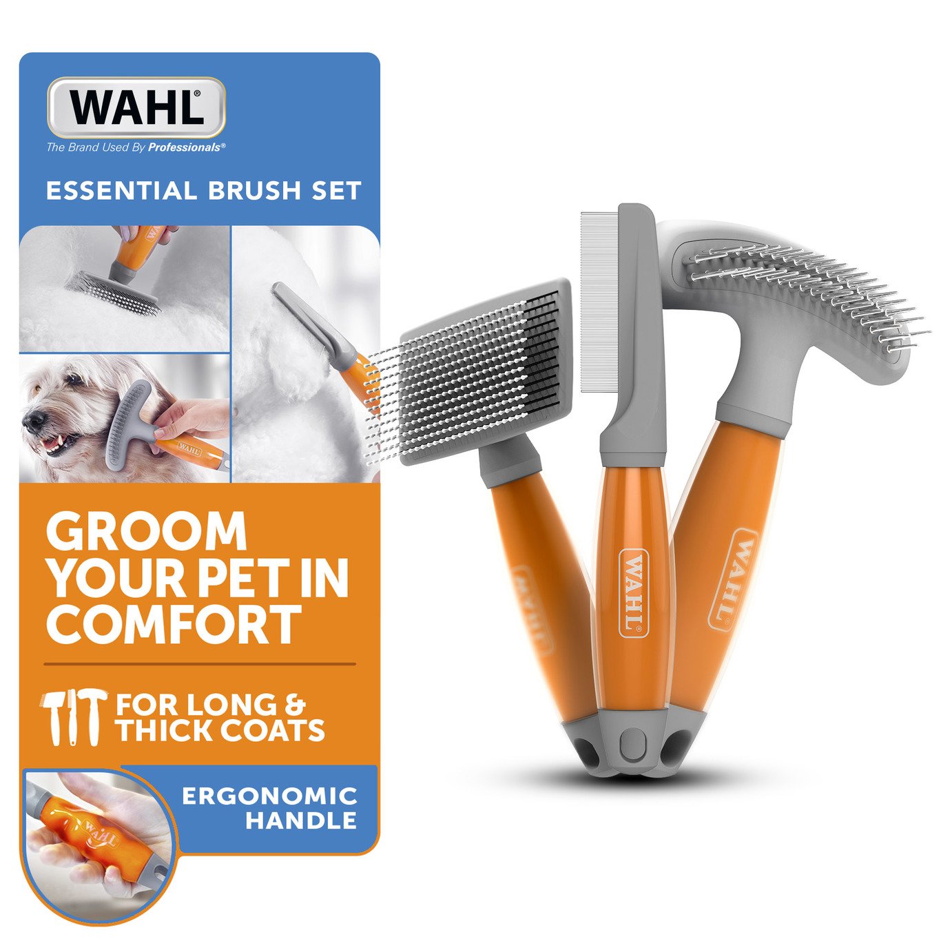 Wahl Long And Thick Coat Pet Grooming Brush Set