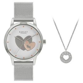 Radley Ladies Mesh Silver Strap Watch and Necklace Set