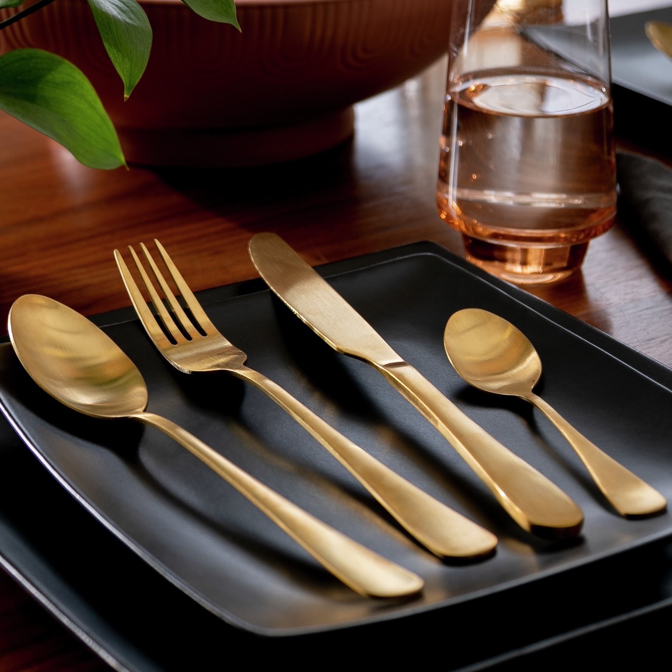 Habitat 16 piece Gold Stainless Steel Cutlery Set
