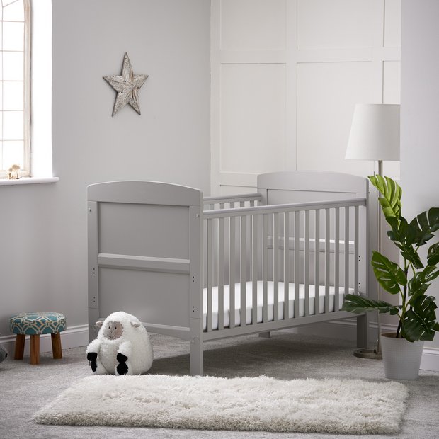 Buy Obaby Grace Baby Cot Bed with Mattress Warm Grey Cots and