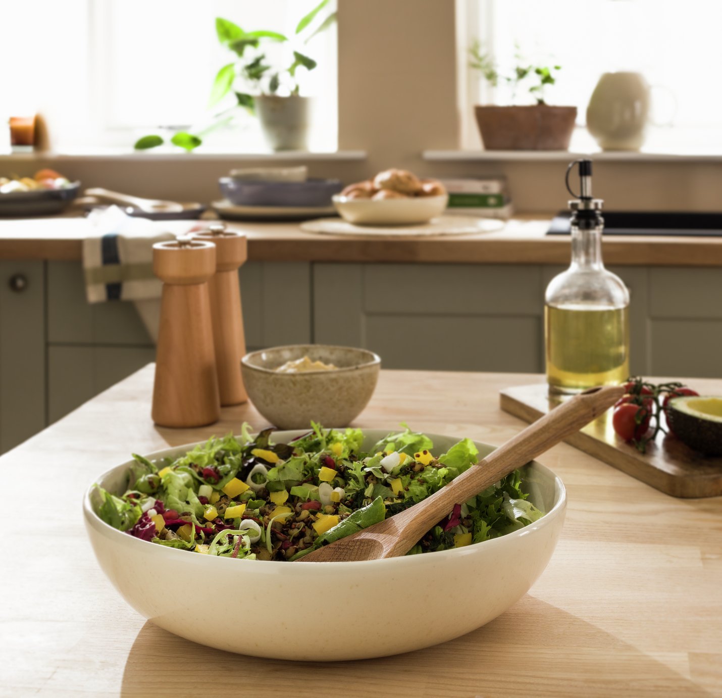 Habitat Evora Speckled Salad Bowl - Natural