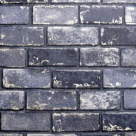 Arthouse Peel And Stick Metallic Brick Navy Wallpaper