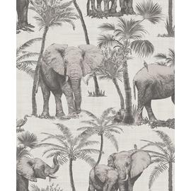 Arthouse Elephant Charcoal Grey Wallpaper