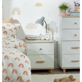 Habitat Kids Melby 2 Drawer Bedside Table - White and Acacia