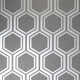 Arthouse Hexagon Gunmetal Grey Wallpaper