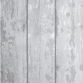 Arthouse Metallic Wood Grey Wallpaper