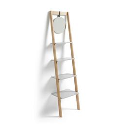 Habitat Bamboo Ladder with Mirror Shelving Unit - Two Tone