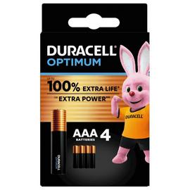 Duracell Optimum Alkaline AAA Batteries - Pack of 4 