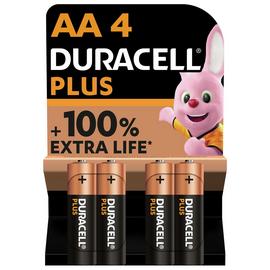 Duracell Plus Alkaline AA Batteries - Pack of 4 