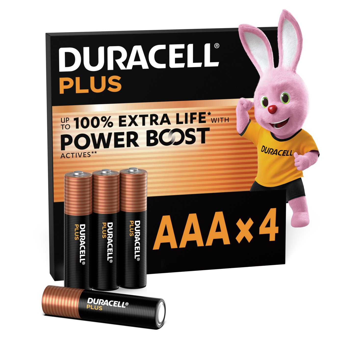 Duracell Plus Alkaline AAA Batteries - Pack of 4