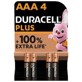 Duracell Plus Alkaline AAA Batteries - Pack of 4