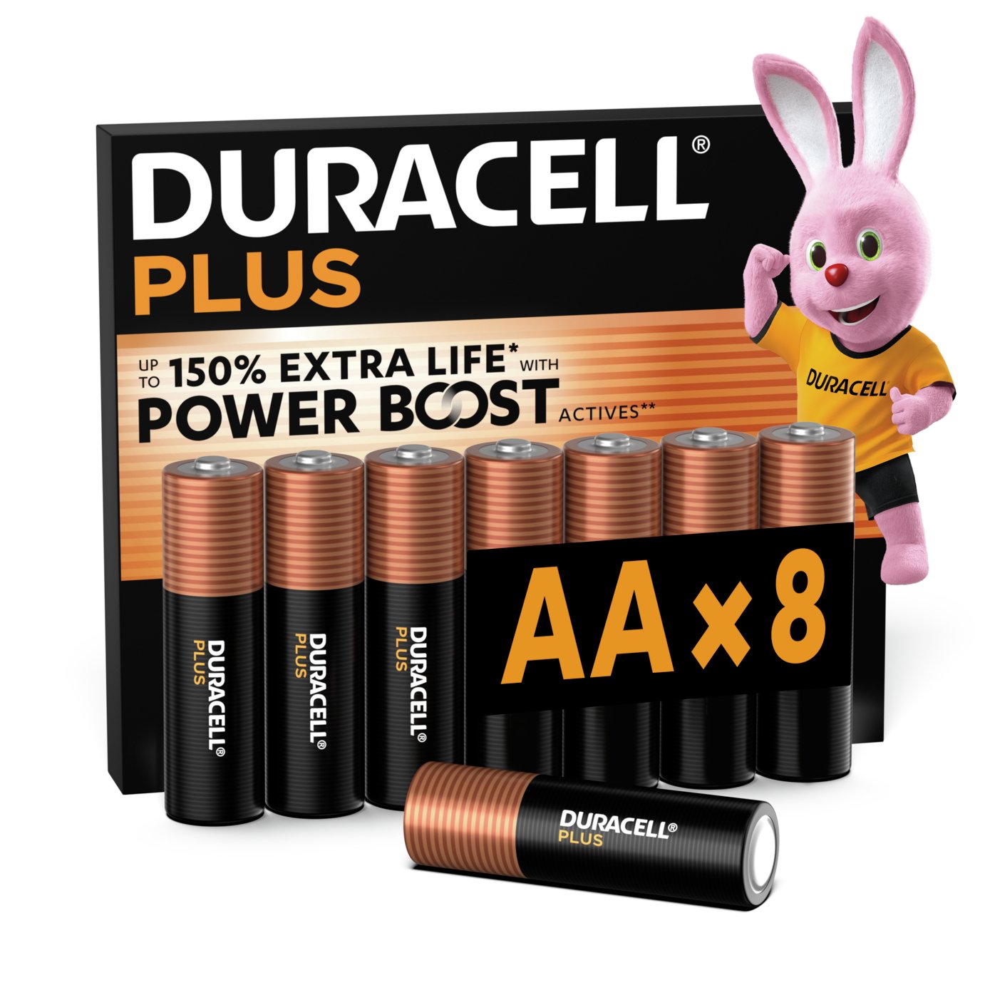 Duracell Plus Alkaline AA Batteries - Pack of 8