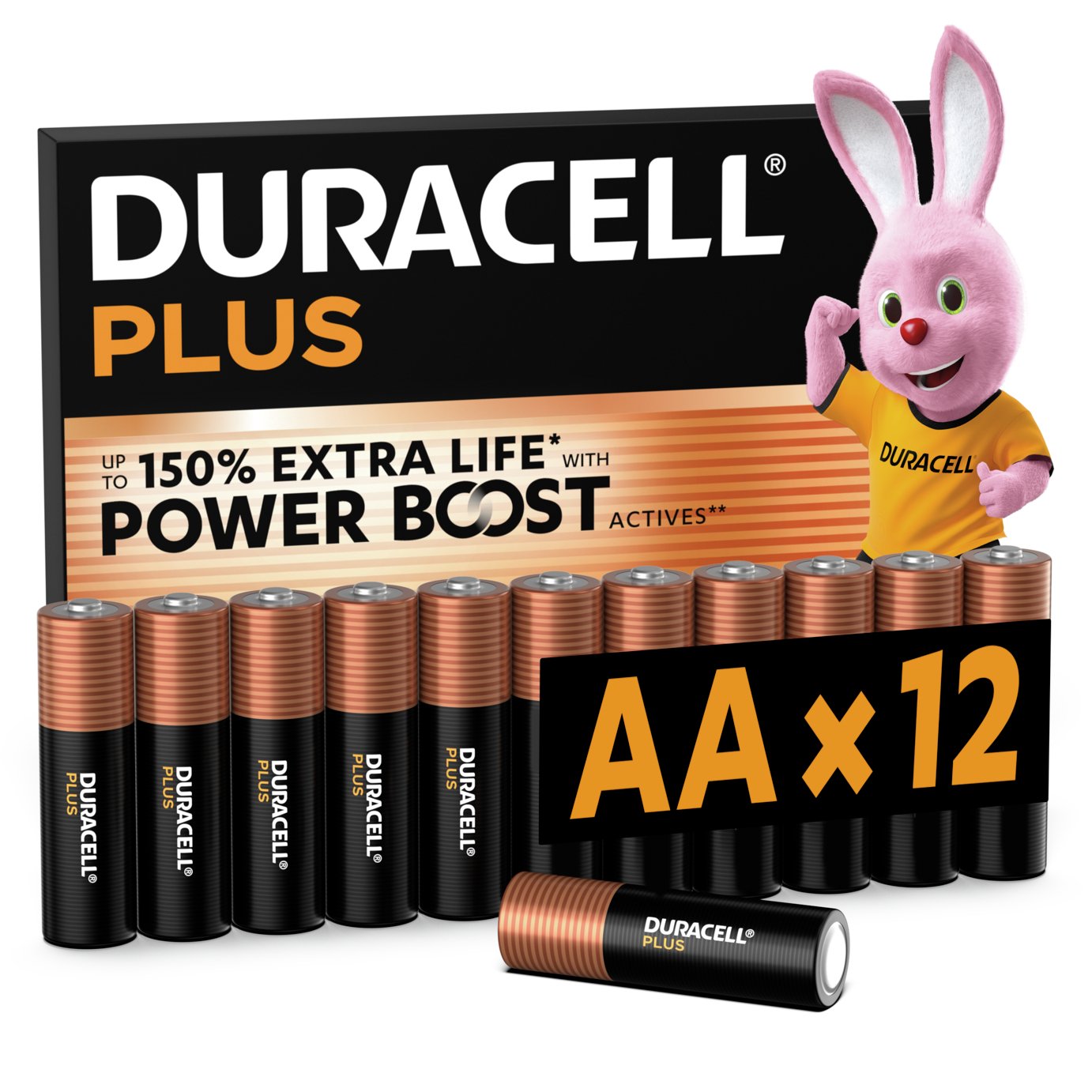 Duracell Plus Alkaline AA Batteries - Pack of 12