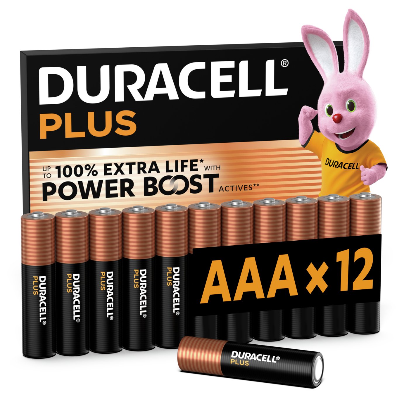 Duracell Plus Alkaline AAA Batteries - Pack of 12