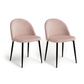 Habitat Imogen Pair of Velvet Dining Chairs - Blush