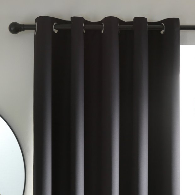 Buy Habitat Blackout Plain Eyelet Curtains - Black - 117x182cm | Curtains | Argos