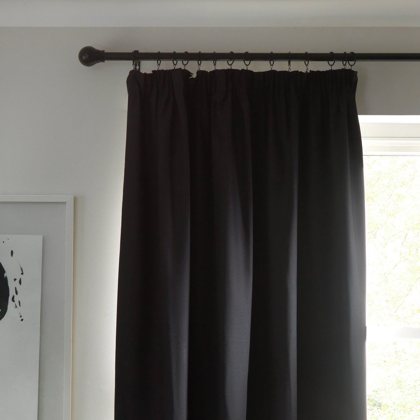 Habitat Blackout Plain Pencil Pleat Curtains - Black