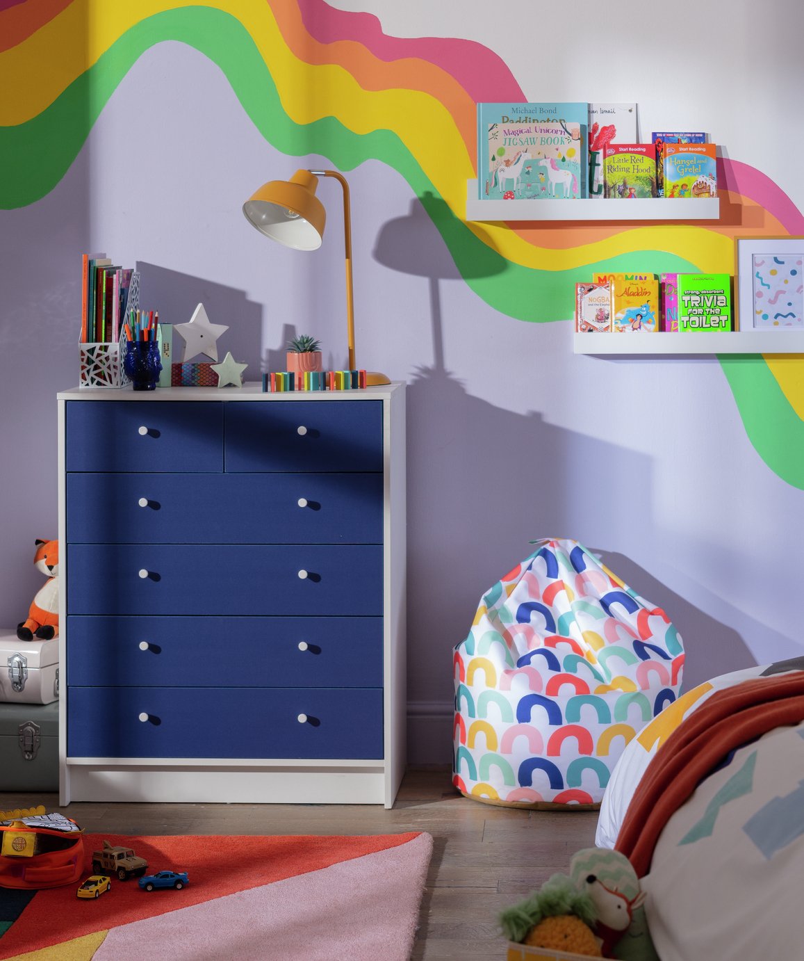 Argos Home Kids Malibu 6 Drawer Chest - Blue & White