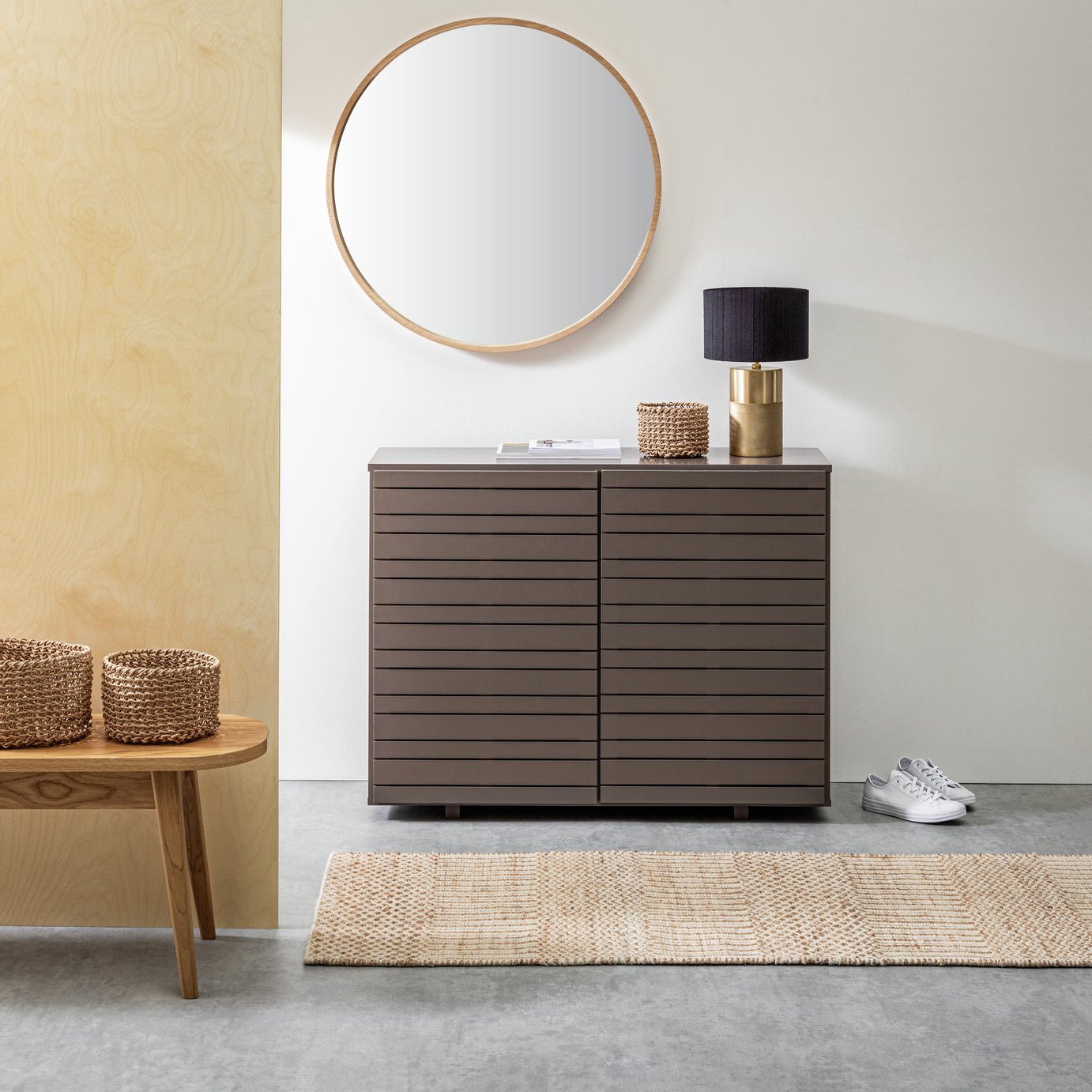 Habitat Maple Veneer Round Wall Mirror - 63x63cm