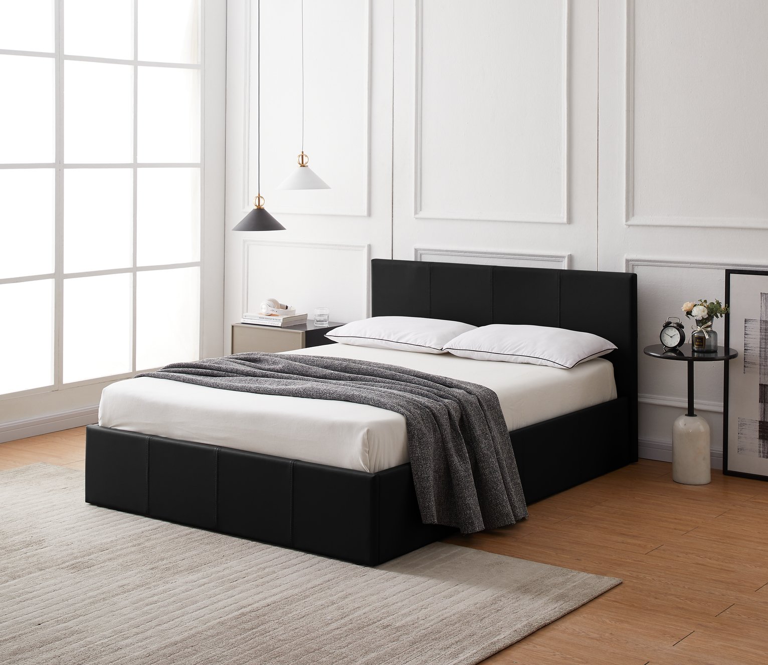 Argos Home Lavendon Double Side Open Ottoman Bed Frame-Black