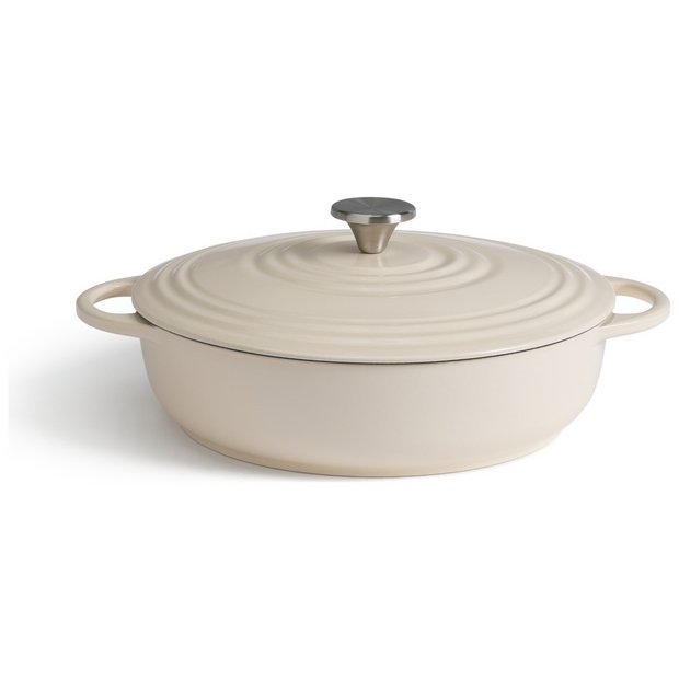 Buy Habitat 4 Litre cast Iron Shallow Casserole Dish - Cream | Oven and casserole dishes | Argos