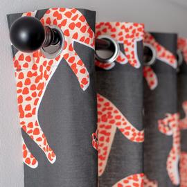 Habitat Cheetah Print Lined Eyelet Curtains - Black & Orange
