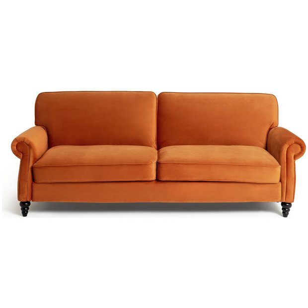 Orange leather deals sofa bed